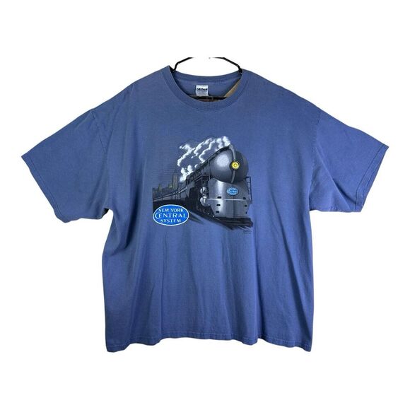 New York Central Railroad T-Shirt Adult 2XL Blue NYC Train Locomotive Transit - Picture 1 of 12